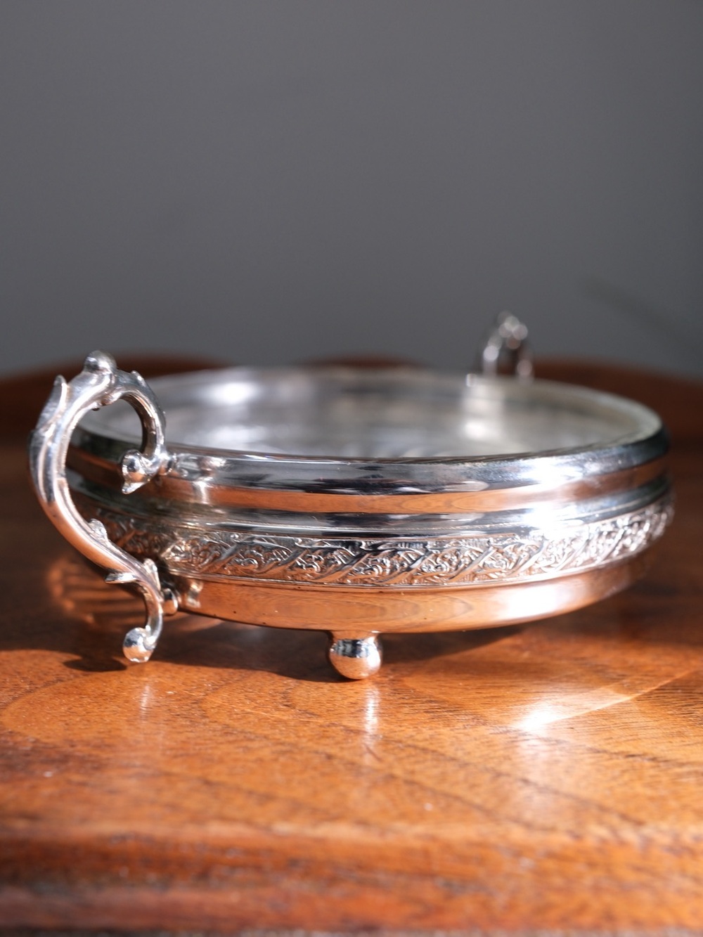 Vintage Silver Plated Wine Bottle Coaster Glass Insert